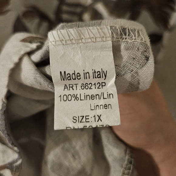 Lungo L'arno NWT Womens 100% Linen Dress Botanical Pockets Made in Italy 1X - Picture 8 of 9